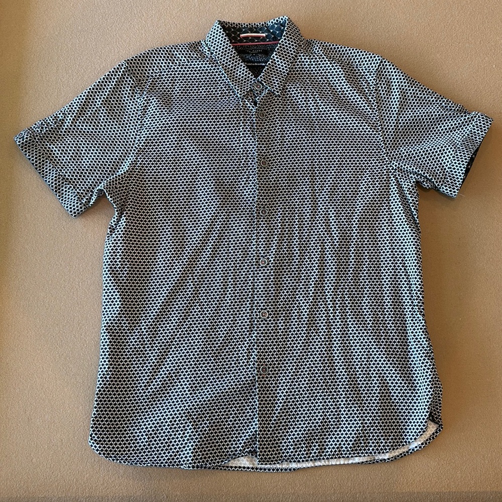 Ted Baker Short Sleeve Button-Up Shirt (Color: Really Dark Blue)